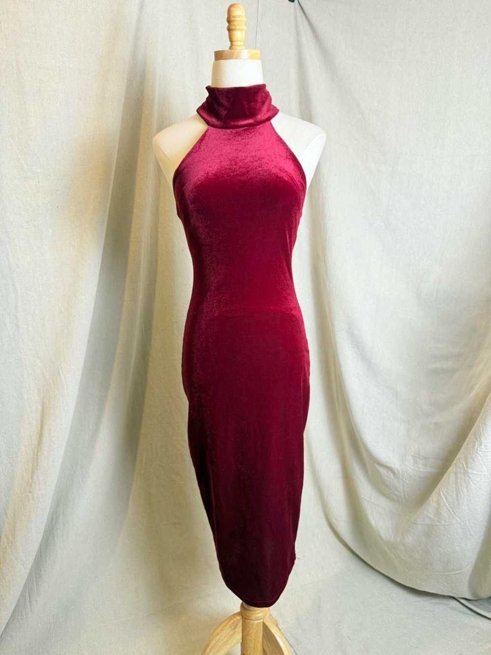 Naked Wardrobe Velvet Halter Dress